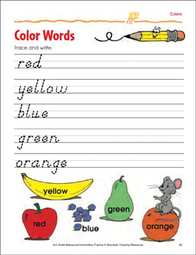 Handwriting Worksheets for Kids: Color Words