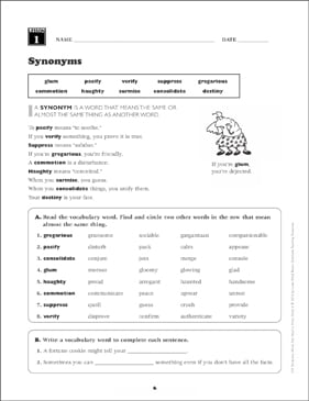 Synonyms and Antonyms - Beginner - Exercise 6 - Read Theory Workbooks