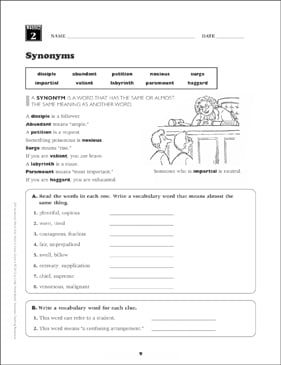 homophones grade 6 vocabulary printable skills sheets
