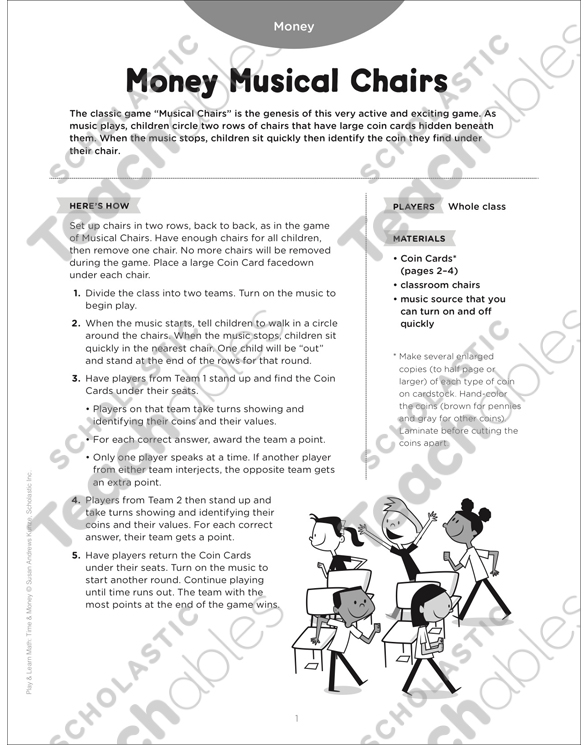 Money Musical Chairs: Play & Learn Math | Printable Games and ...