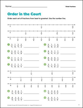 Comparing Fractions Number Line Worksheet Comparing Fractions
