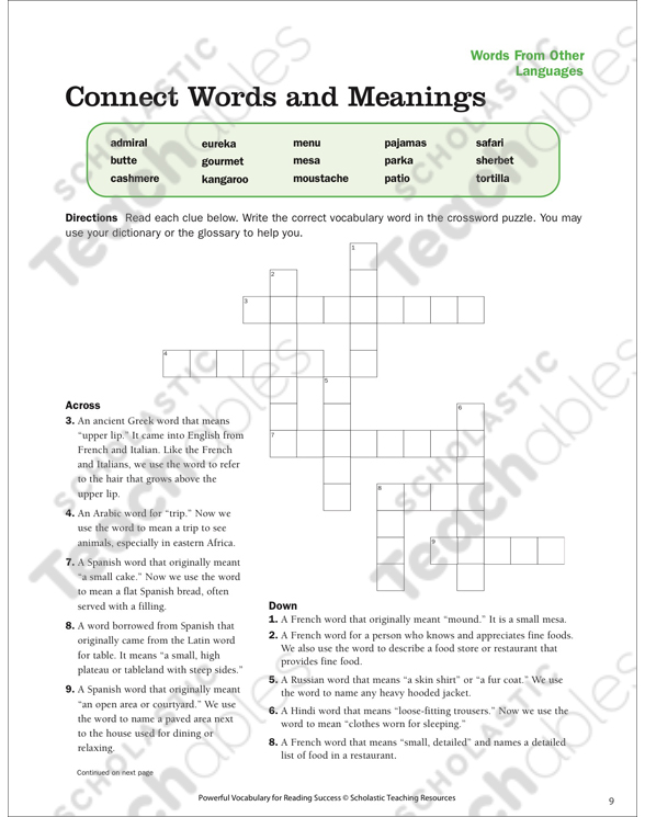 Words From Other Languages: Read Words in Context | Printable ...