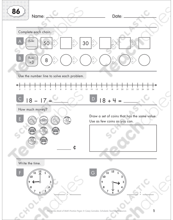 Math Practice Page: 86 (Grades 1-2) | Printable Skills Sheets
