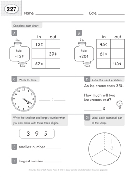 7th grade math worksheets nc
