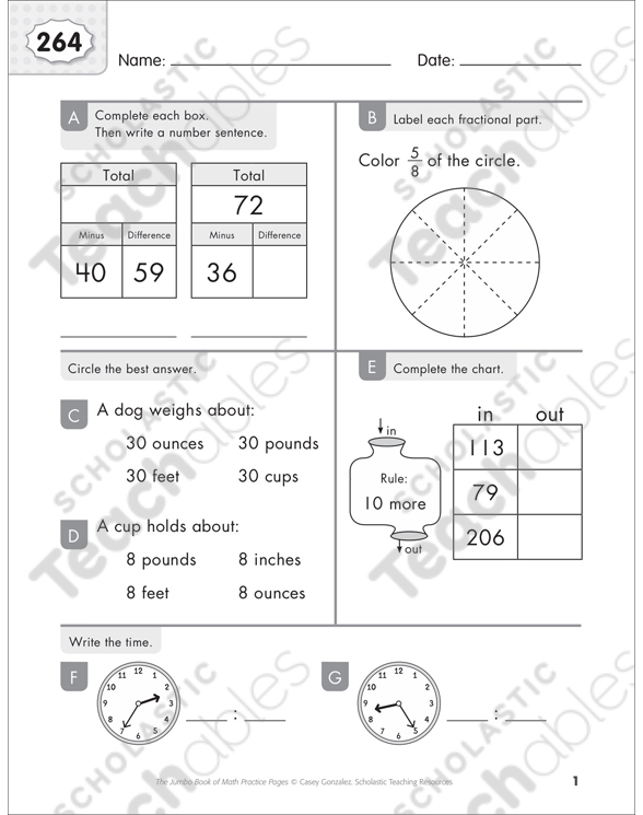 Math Practice Page: 264 (Grades 1-2) | Printable Skills Sheets