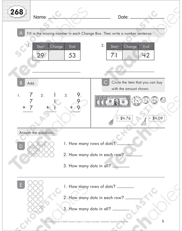 Math Practice Page: 268 (Grades 1-2) | Printable Skills Sheets