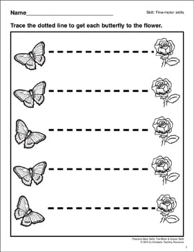 tracing horizontal lines preschool basic skills fine motor printable skills sheets