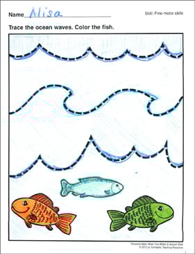 tracing wavy lines preschool basic skills fine motor printable skills sheets