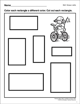 Download Cutting Out Rectangles: Preschool Basic Skills (Scissor Skills) | Printable Skills Sheets