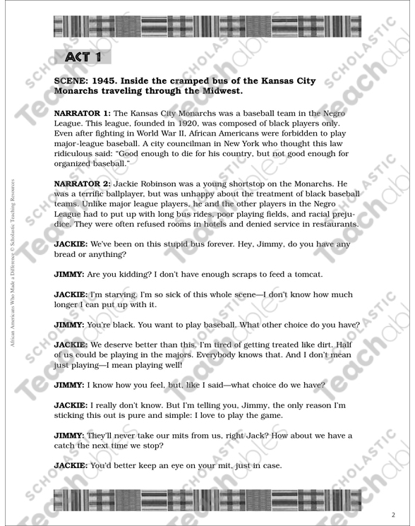 Jackie Robinson: Play and Teaching Guide | Printable Texts