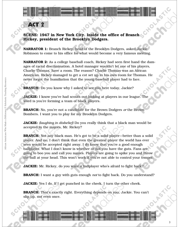 Jackie Robinson: Play and Teaching Guide | Printable Texts