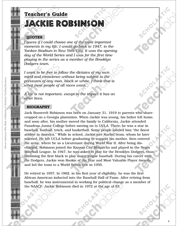 Jackie Robinson: Play and Teaching Guide | Printable Texts
