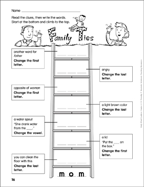Family Ties Word Ladder Grades 1 2 Printable Skills Sheets