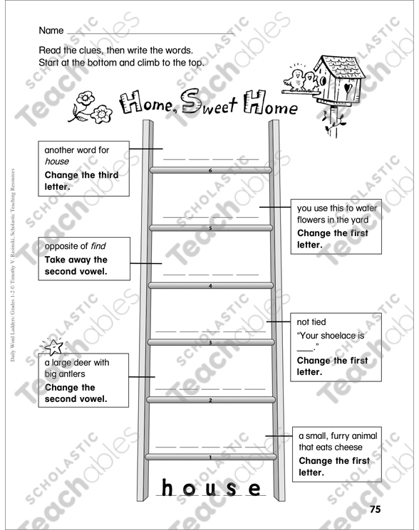 Home,Sweet Home Word Ladder (Grades 1-2) | Printable Skills ...