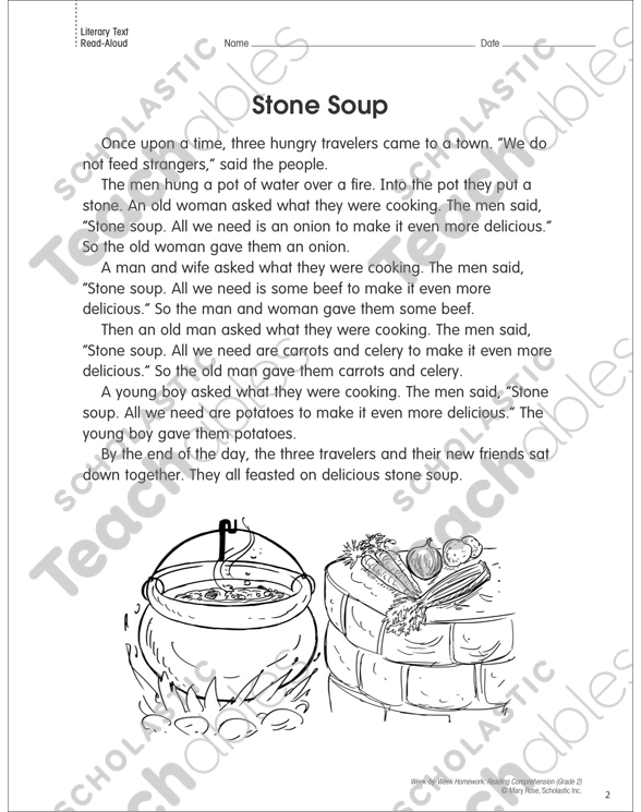 Stone Soup Paired Texts Reading Homework Printable Skills Sheets Texts
