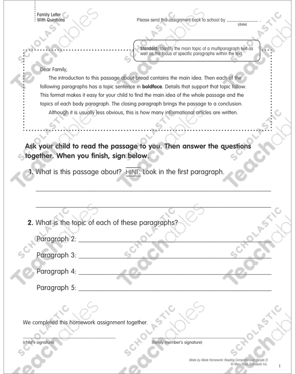 Lots of Dough! Reading Homework | Printable Skills Sheets, Texts