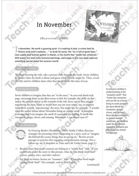 In November Teaching With Favorite Cynthia Rylant Books