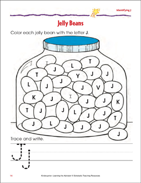 jelly beans identifying upper and lowercase j printable skills sheets