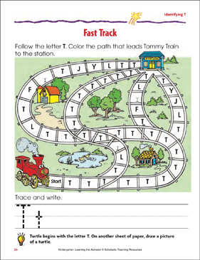 fast track identifying upper and lowercase t printable skills sheets mazes