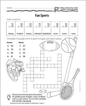 Long, Long Ago (Add/Subtract 4-Digits, Regroup) | Printable ...