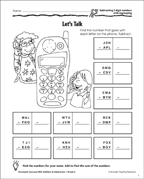 Let's Talk (Subtract 3-Digits With Regrouping) | Printable ...