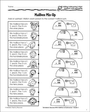 Mailbox Mix-Up (Add/Subtract 3-Digits, Regrouping ...