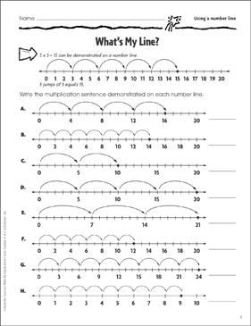 what s my line using a number line printable skills sheets