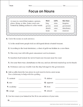 download 6th grade grammar worksheets