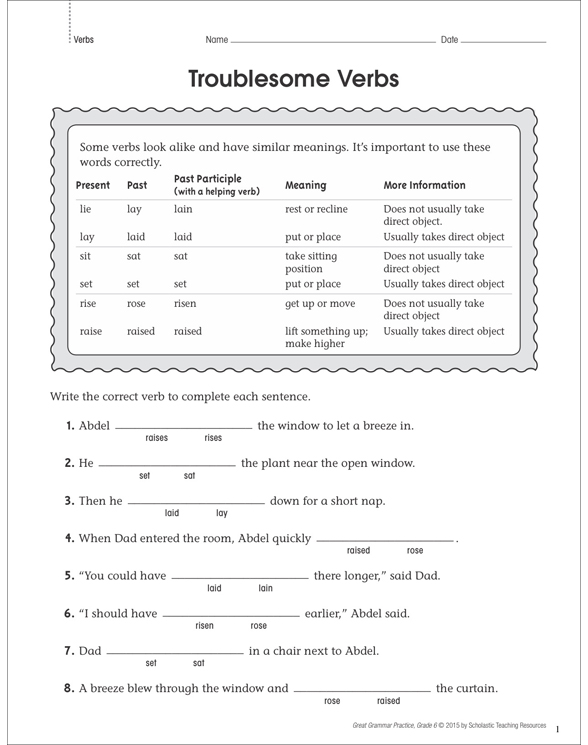 troublesome-verbs-grammar-practice-page-printable-skills-sheets