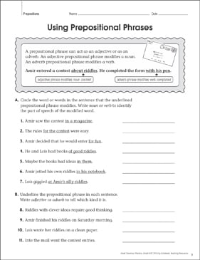 Prepositional Phrases Practice Worksheets 50+ Prepositional Phrases