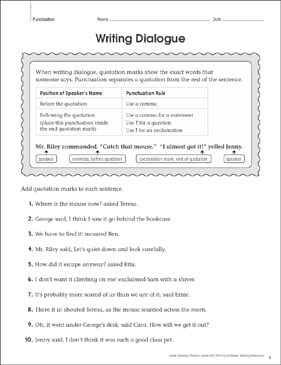 dialogues sample printable Dialogue: Printable Practice Grammar Page Writing   Skills