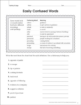download 7th grade spelling worksheets