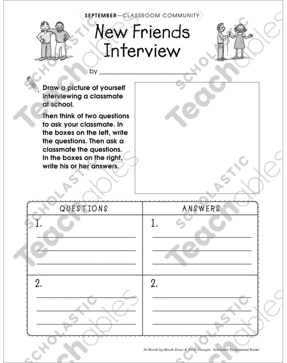 New Friends Interview: Draw and Write Prompt | Printable ...