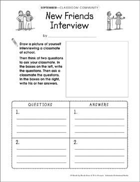 New Friends Interview: Draw and Write Prompt | Printable ...