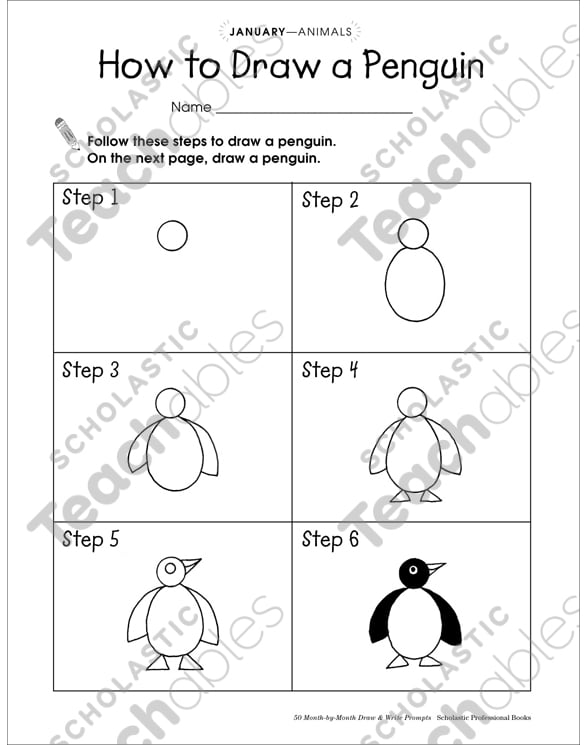 How To Draw A Penguin Draw And Write Prompt Printable Skills Sheets,Small Dining Couch