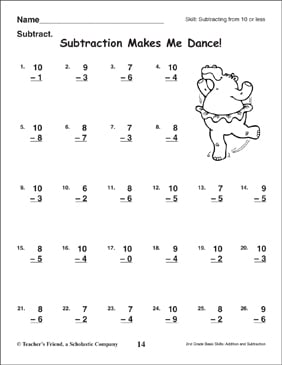 Single-Digit Subtraction Worksheets, Math Review, Riddles