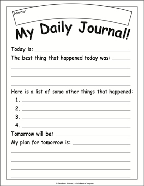 My Daily Journal  Printable Skills Sheets
