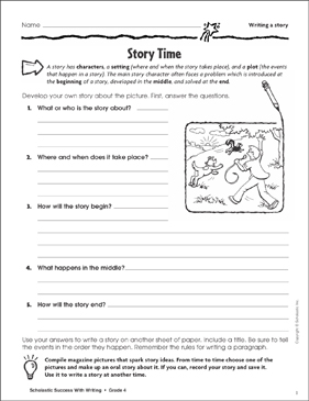 Writing A Story Printable Skills Sheets