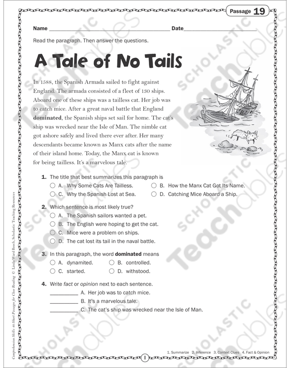 A Tale Of No Tails Close Reading Passage Printable Skills