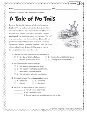 A Tale of No Tails Close Reading Passage Printable 