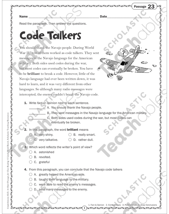 Code Talkers: Close Reading Passage | Printable Skills Sheets ...