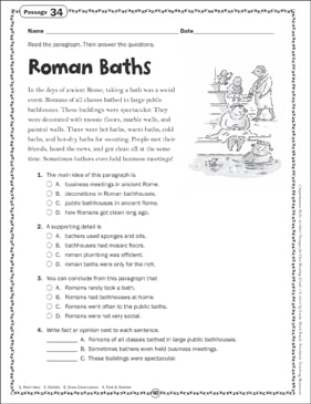 roman baths worksheet
