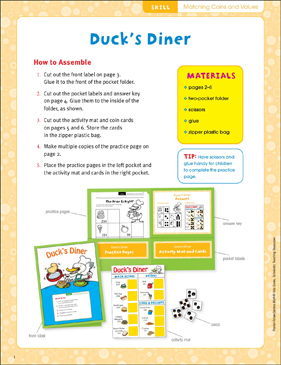 Duck's Diner (Money): Pocket-Folder Center | Printable Cut ...