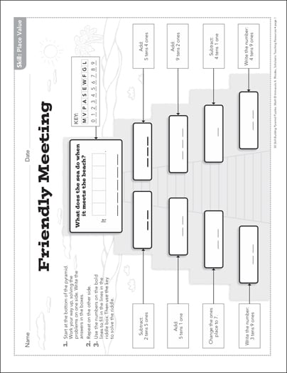 Friendly Meeting Place Value Math Pyramid Puzzle Printable Number Puzzles Lesson Plans And Ideas