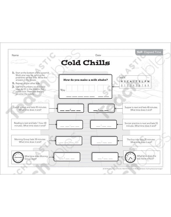 Cold Chills Elapsed Time Math Pyramid Puzzle Printable Number Puzzles Lesson Plans And Ideas