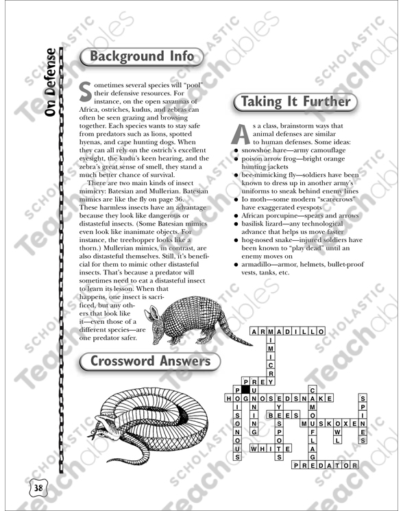 On Defense: Predators and Prey | Printable Crossword Puzzles ...