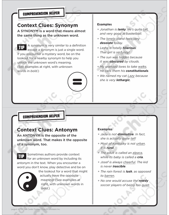 Amazing Hummingbirds: Context Clues Task Card | Printable ...