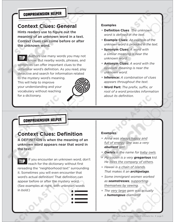 Deserts, Hot and Cold: Context Clues Task Card | Printable ...