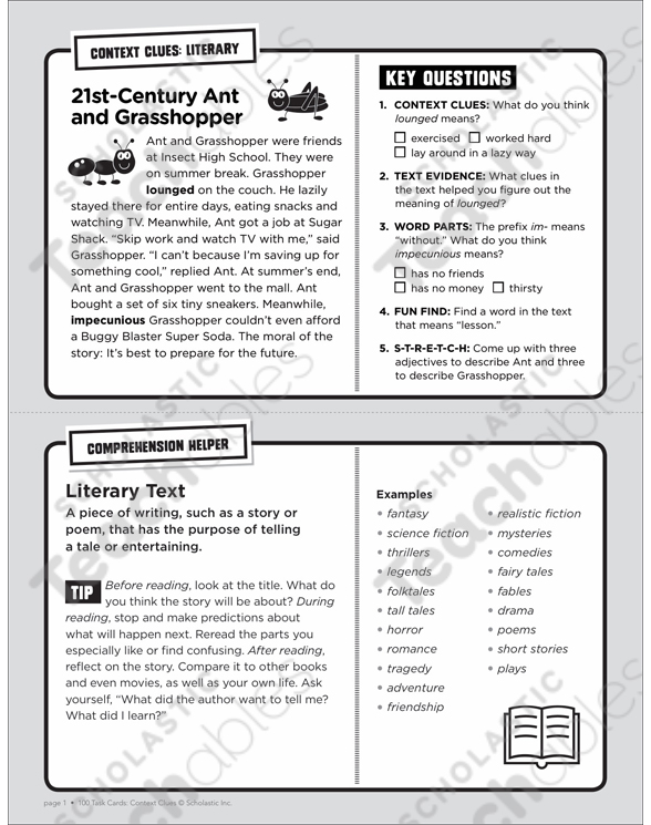 21st-Century Ant & Grasshopper: Context Clues Card ...