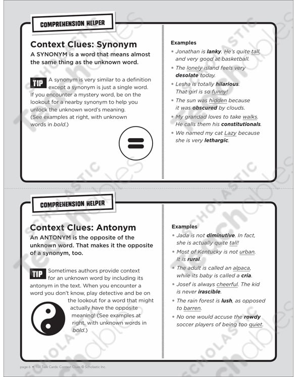 Best Vacation Ever: Context Clues Task Card | Printable ...